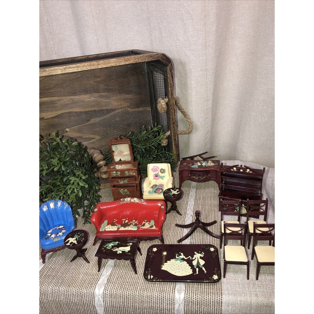 Vintage 1950s Renwal Dollhouse Stenciled Furniture  Lot 14+ Pieces